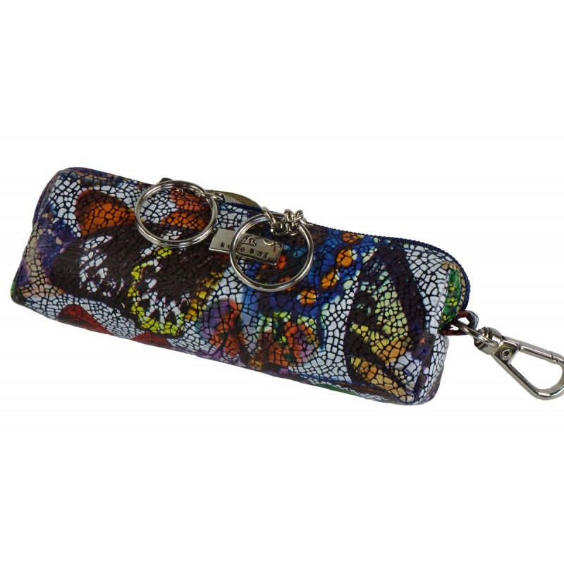 Etui skórzane na klucze paróweczka witraż kwiaty jak motyle Baju Baj