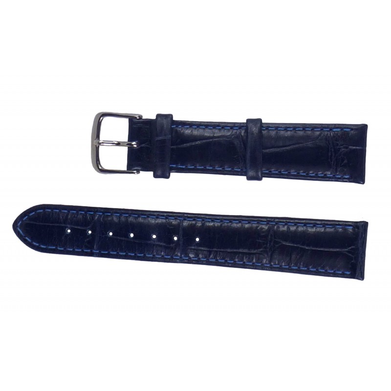 Pasek skórzany do zegarka granatowy krokodyl szyty Horido 18mm