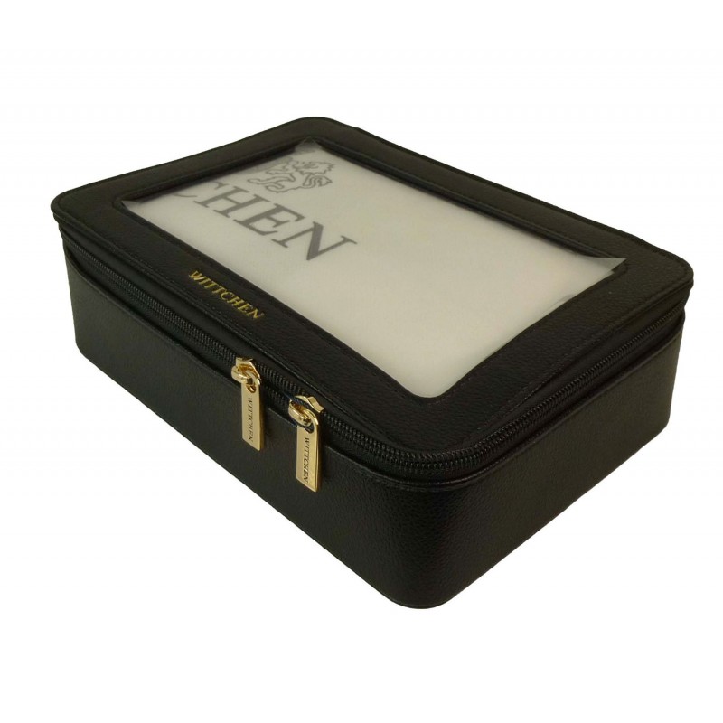 Wittchen kosmetyczka skórzana z przezroczystym wieczkiem czarna