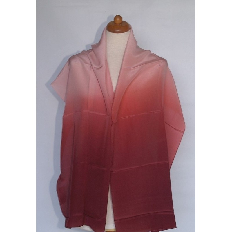 Milanówek szal jedwabny wino czerwone cieniowana .