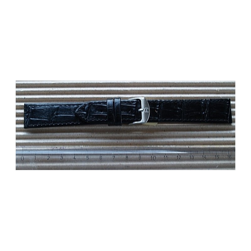Pasek skórzany do zegarka Czarny Kroko XL 20mm