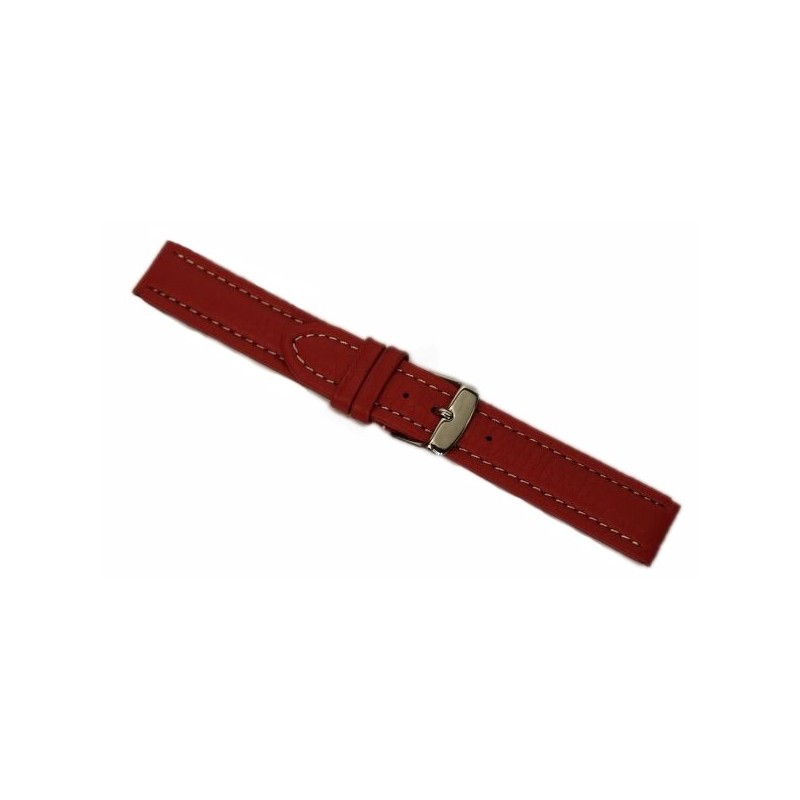 Pasek do zegarka skórzany czerwony szyty 22mm