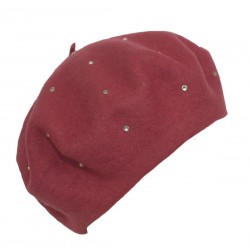 Beret wełniany bordo...