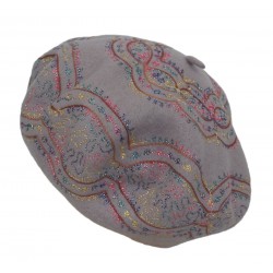 Beret wełniany batik haft...