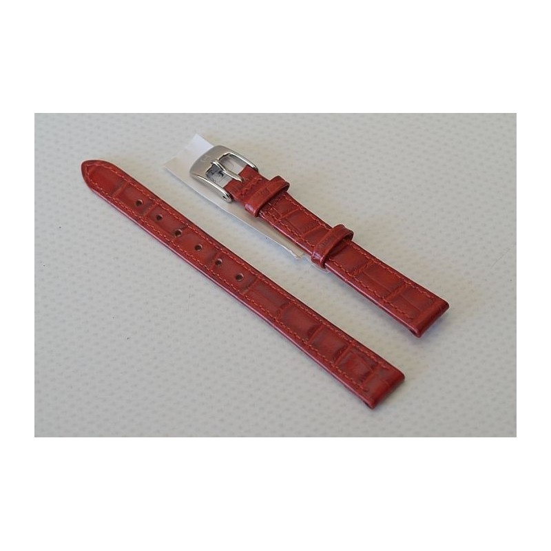 Pasek skórzany do zegarka czerwony kroko 12mm