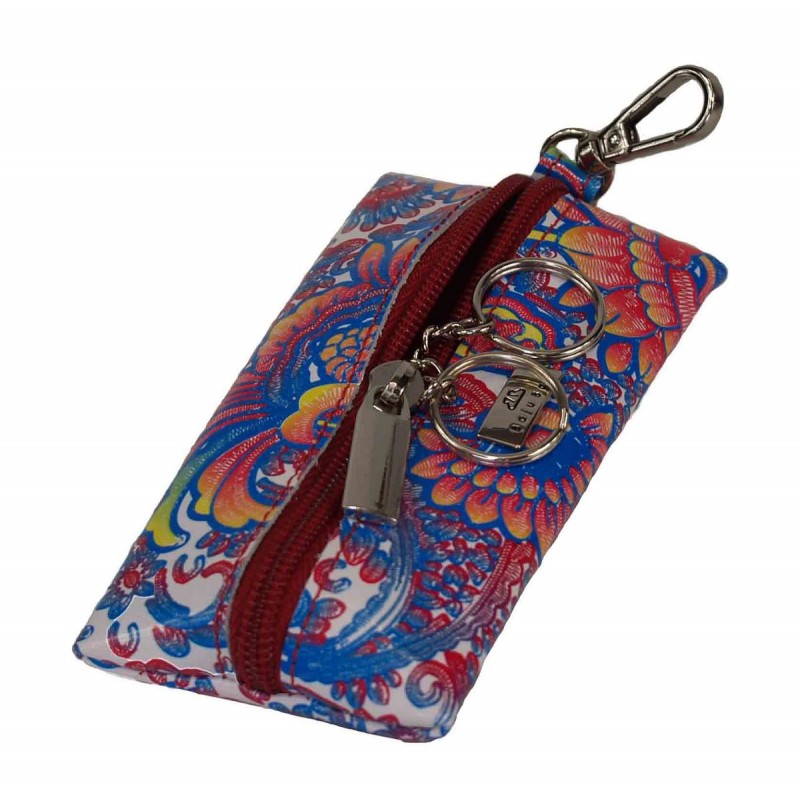 Etui skórzane na klucze Baju Baj niebieskie pawie ogony.