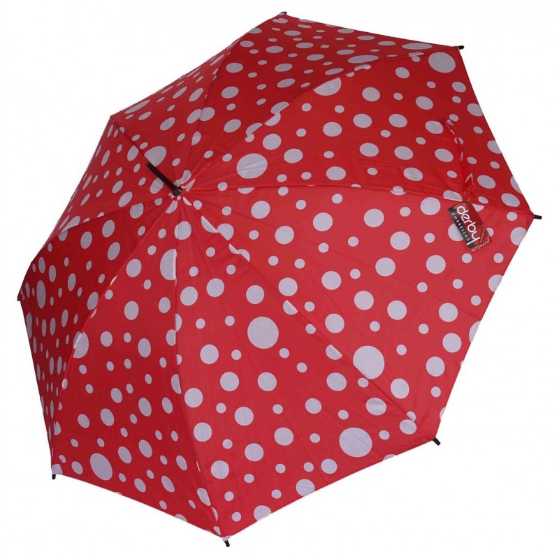 Parasol laska Doppler Derby automat czerwony w białe grochy